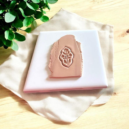 Pressed clay slab showing cutter impression with leaf-style design