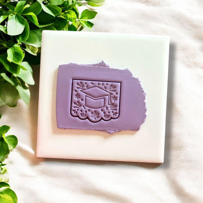 Graduation cap polymer clay impression
