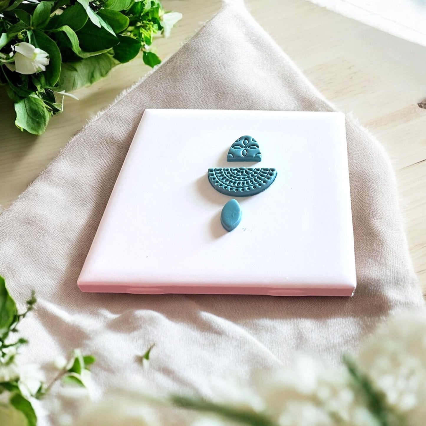 3-piece boho earring clay cutter set on white tile