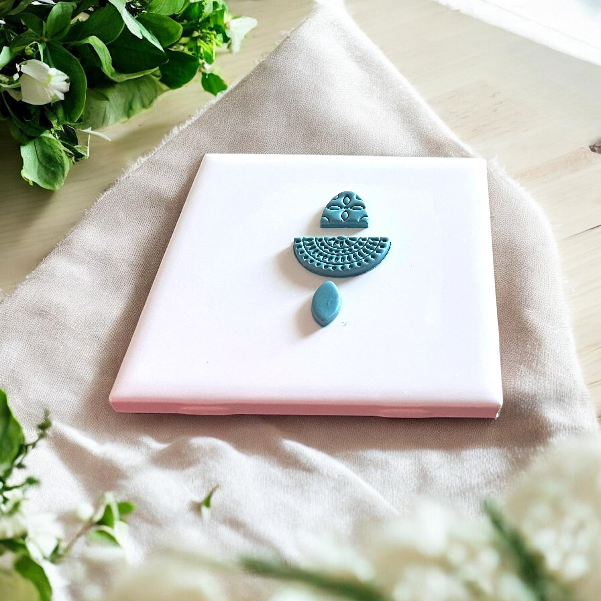 3-piece boho earring clay cutter set on white tile