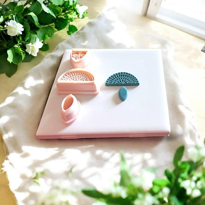 3-piece boho earring clay cutter set on white tile