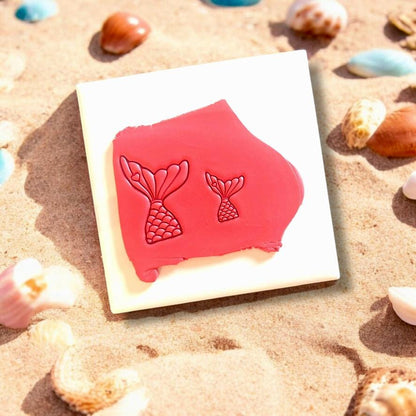 Front view of the mermaid tail polymer clay cutter showcasing its ocean-inspired design.