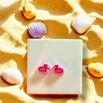 Duckie Pool Floatie cutter with pink variant, ideal for polymer clay earring designs