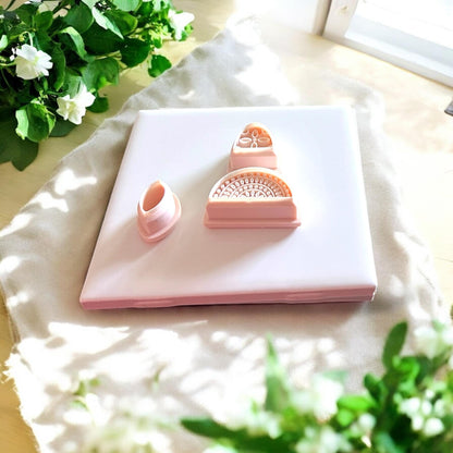 3-piece boho earring clay cutter set on white tile