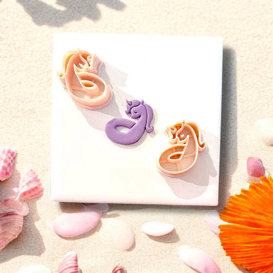 Unicorn floatie clay cutter shown with completed cutout
