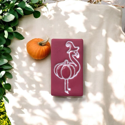 all themed flamingo clay photo with pumpkin