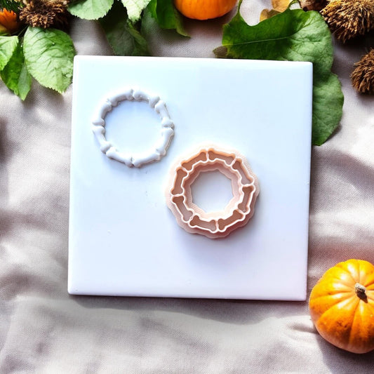 Bone wreath clay cutter with matching clay shape