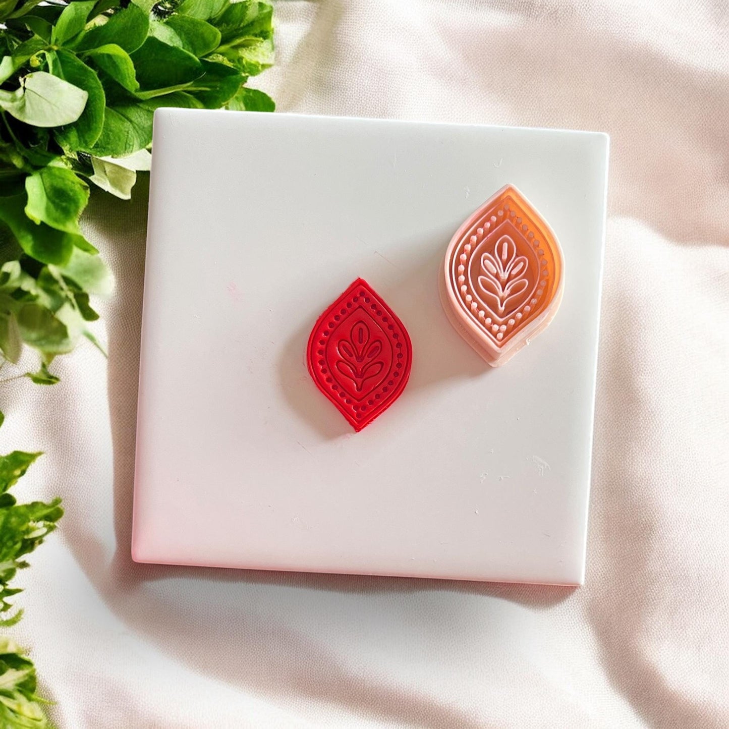 Side-by-side image of cut clay piece and matching cutter