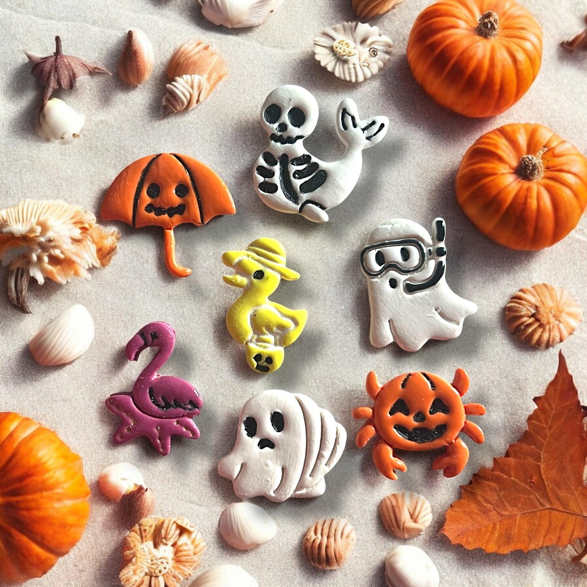 full color polymer clay earrings made with Summerwean cutters