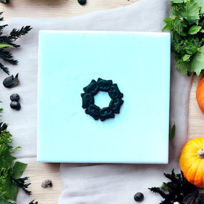 cut out spooky cat wreath clay shape