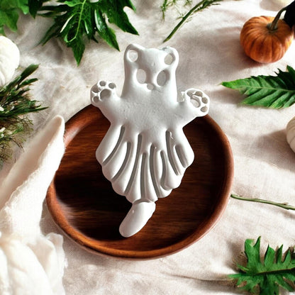 Sugar glider ghost clay shape on wood tray