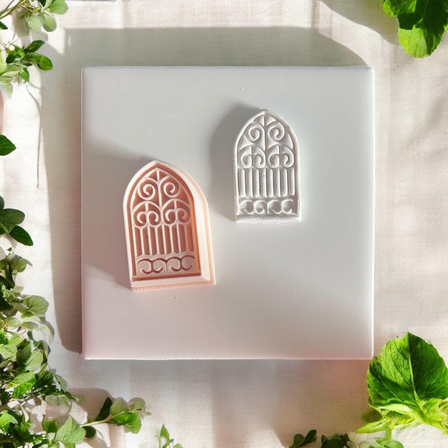 arched gate cutter with clay imprint