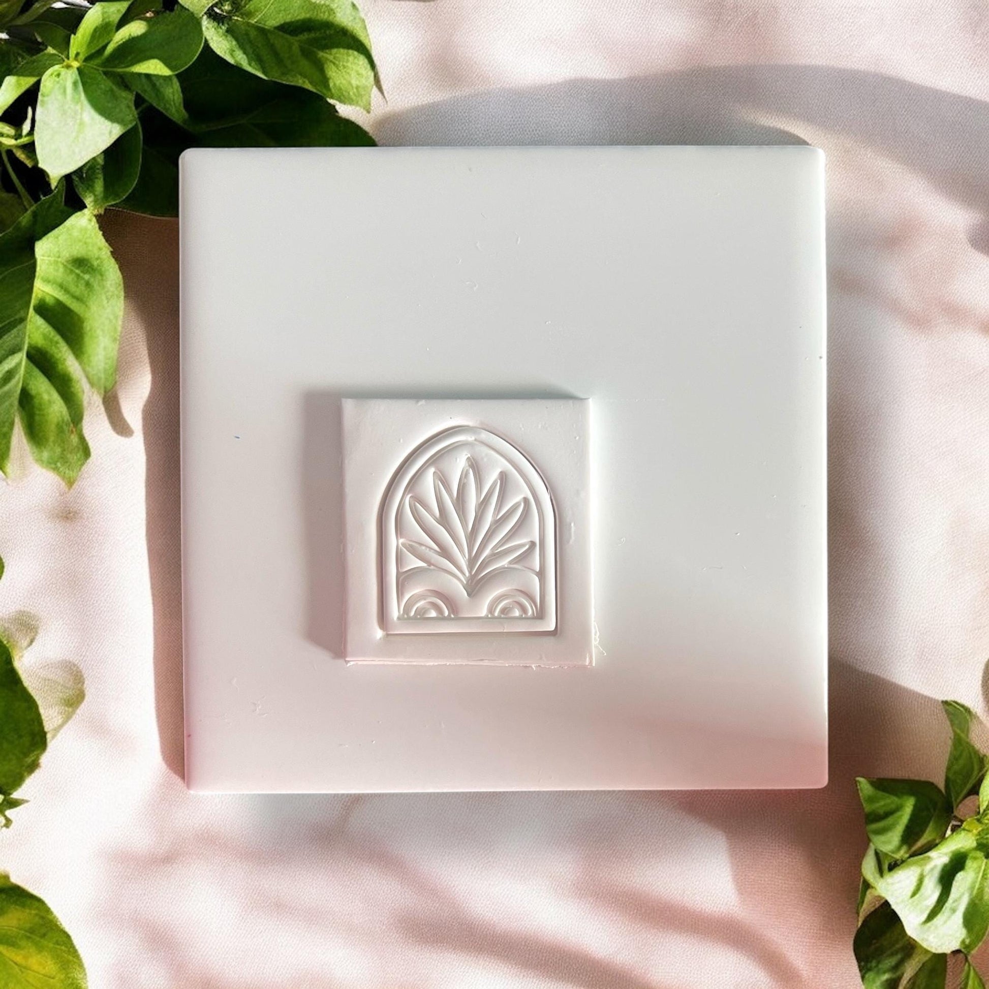 Palm Scroll Window polymer clay cutter with clay impression