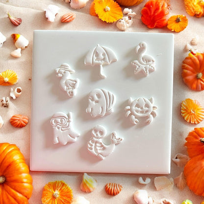 spooky mermaid skeleton earring clay cutter
