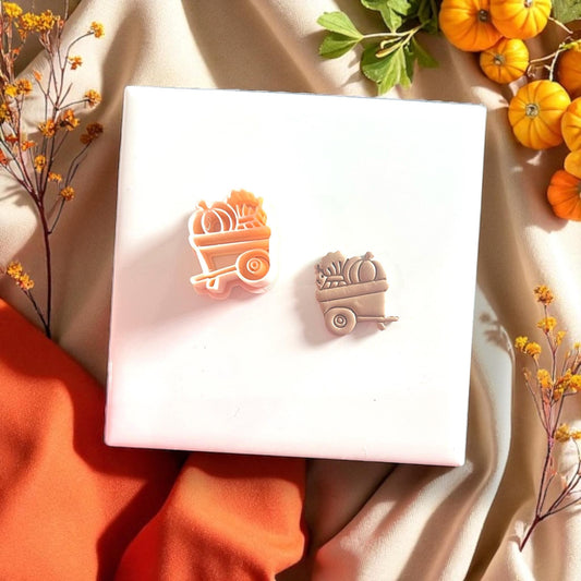 fall cutter with pumpkin and squash side by side with clay cut out