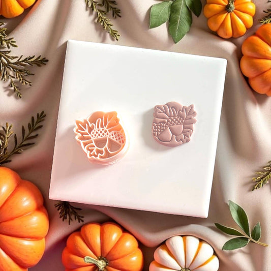 oak leaf and acorn earring clay piece and cutter