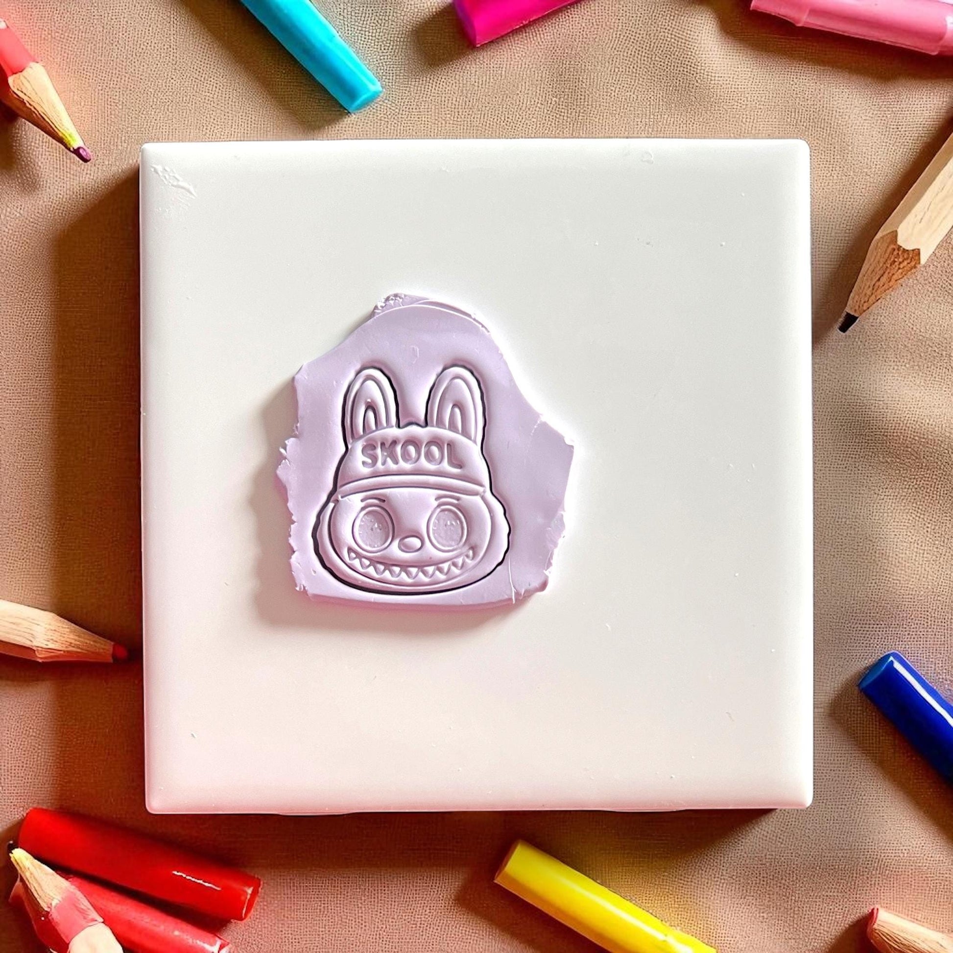 Back to school monster clay cutter with SKOOL hat design