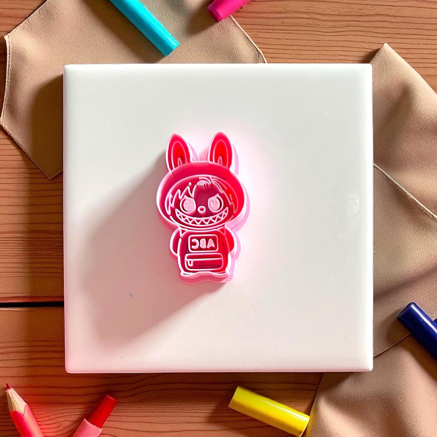 abc monster character cutter on display