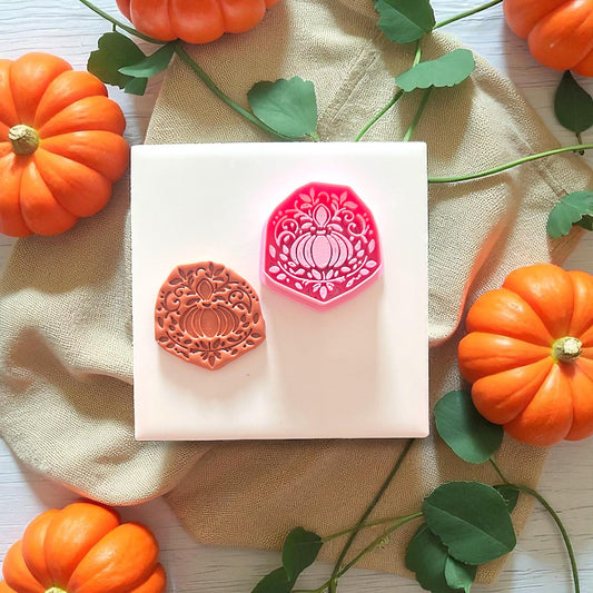 Clay shape and cutter set showing pumpkin mandala design