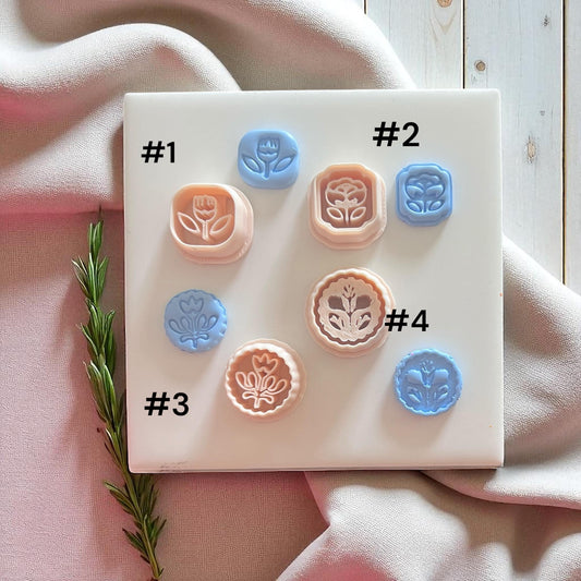labeled flower charms, four unique cutter shapes