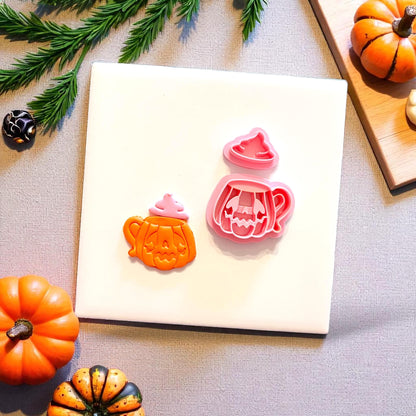 Pumpkin mug clay impression and matching cutter set