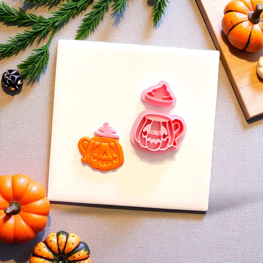 Pumpkin mug clay impression and matching cutter set