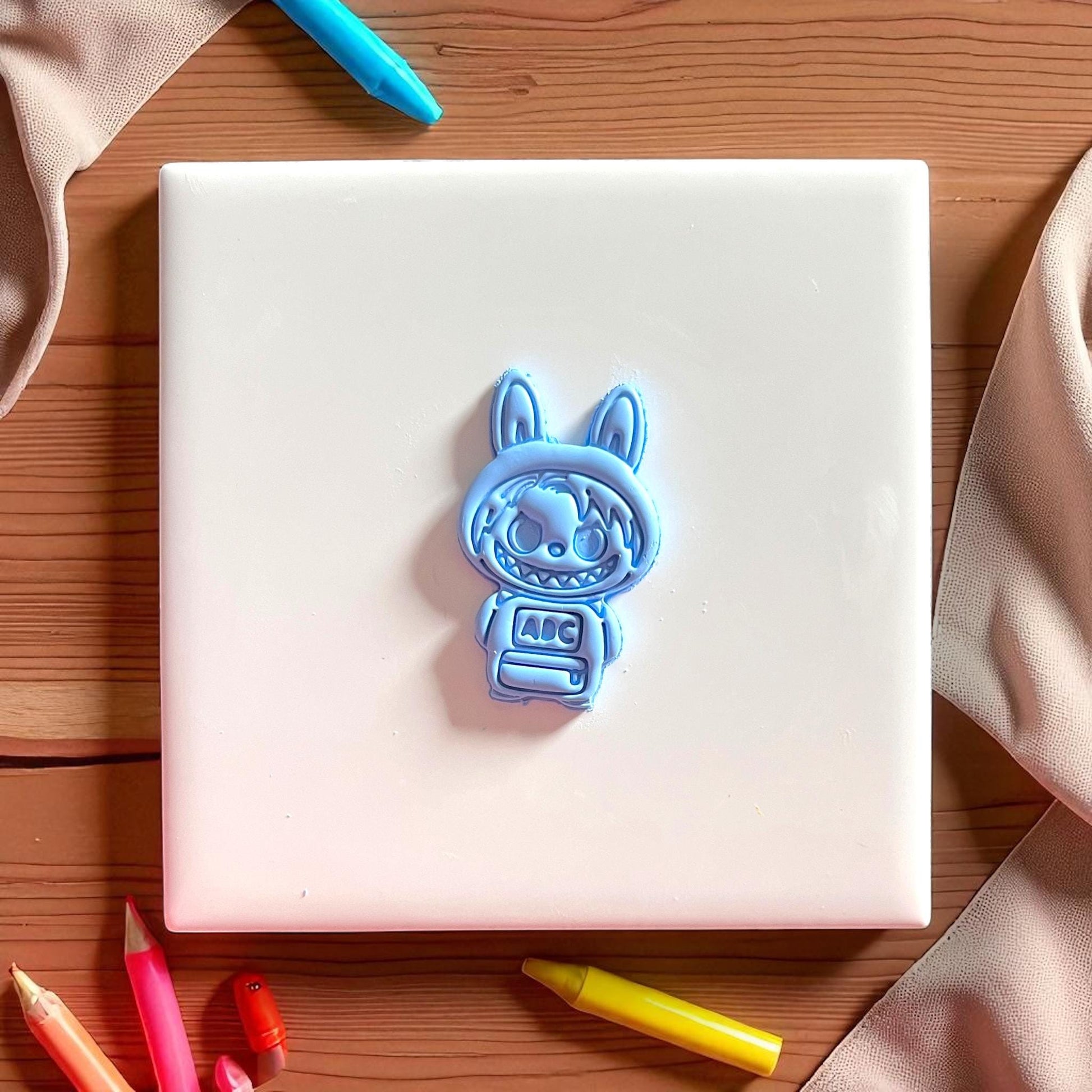 school monster clay impression with abc block