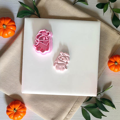 Pink cowboy ghost cutter with clay impression