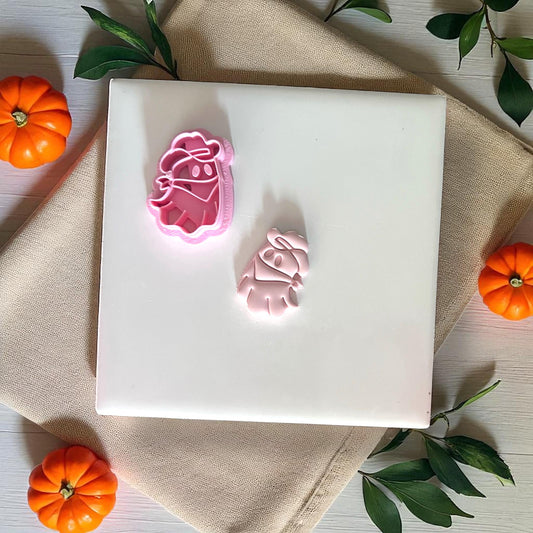 Pink cowboy ghost cutter with clay impression