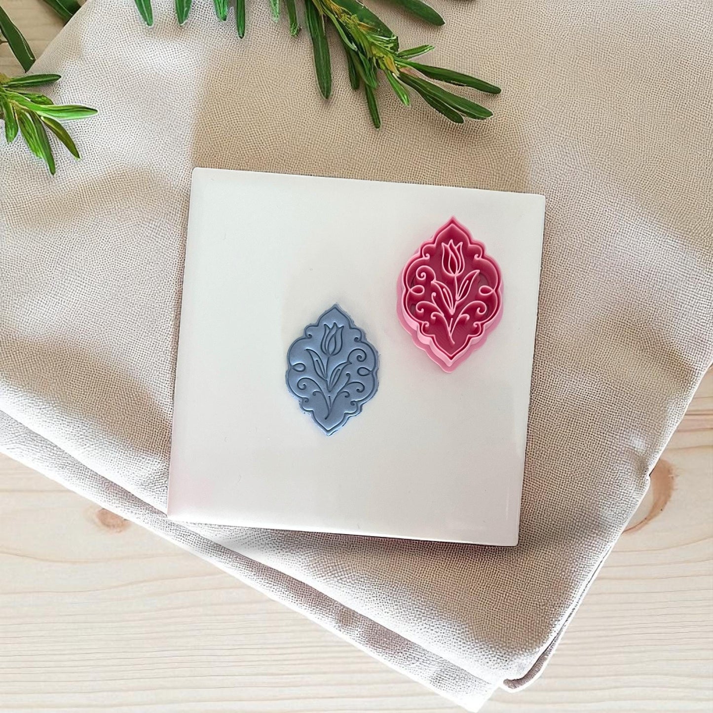 Tulip Floral Ornament Polymer Clay Cutter – Vintage Inspired Decorative Clay Tool