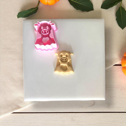 cow ghost with pink cow ghost cutter