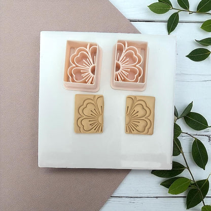 Rectangular clay cutters with flower imprint design