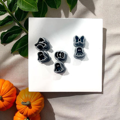 Ghost cutters with bow, hat, and boo