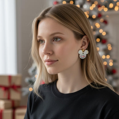 Christmas Mousy Snowman Clay Cutter – Festive Polymer Clay Tool for Holiday Jewelry and Craft Creations