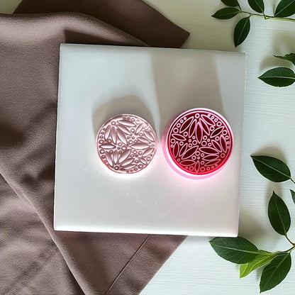 Botanical leaf clay cutter and matching clay imprint side by side