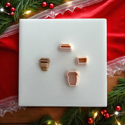 Christmas Coffee Cup Polymer Clay Cutter Set | Christmas Clay Tools | Winter Mug Cutter for Festive Polymer Clay Creations
