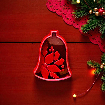 Christmas Bell Polymer Clay Cutter | Holiday Poinsettia Clay Tool | Festive Design