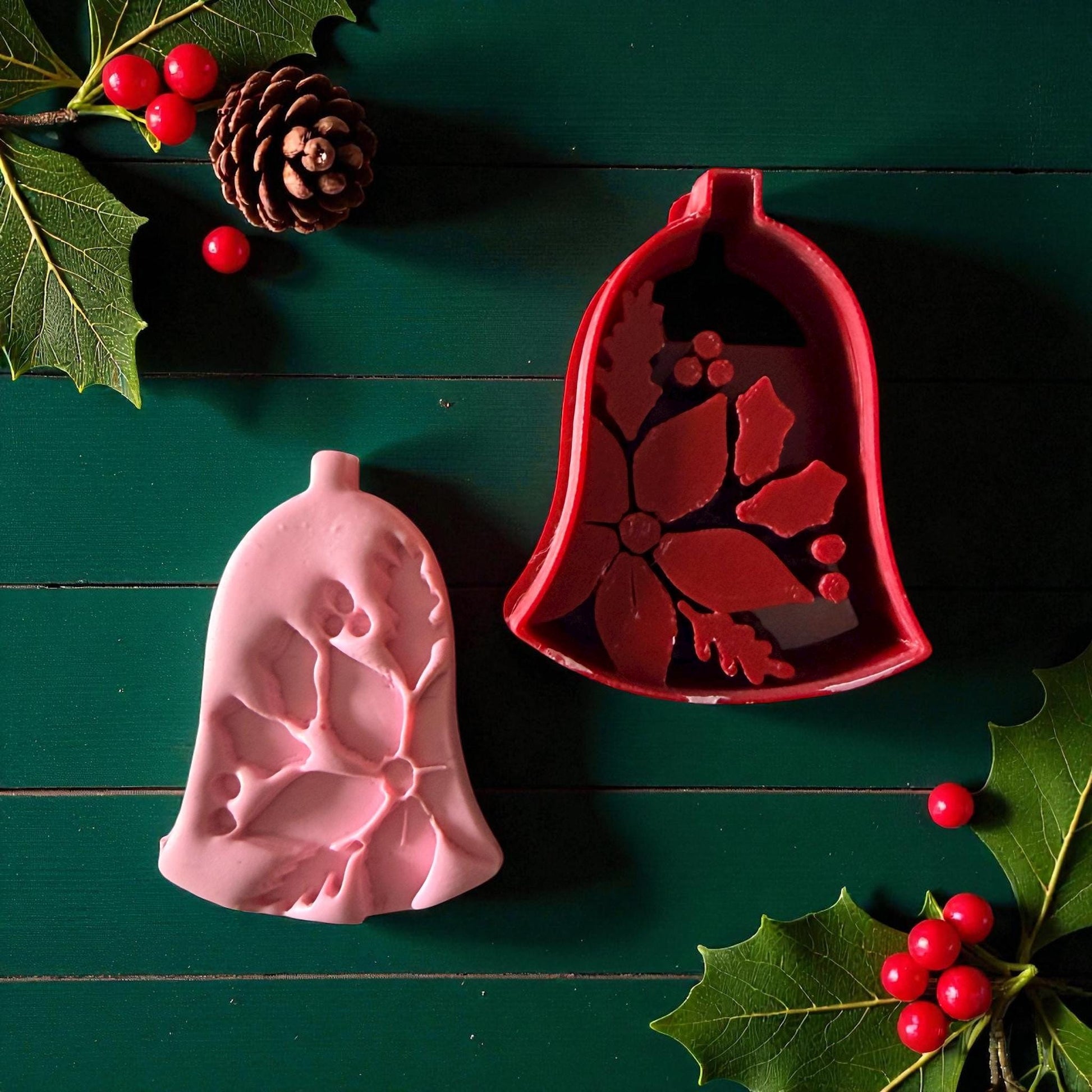 Christmas Bell Polymer Clay Cutter | Holiday Poinsettia Clay Tool | Festive Design