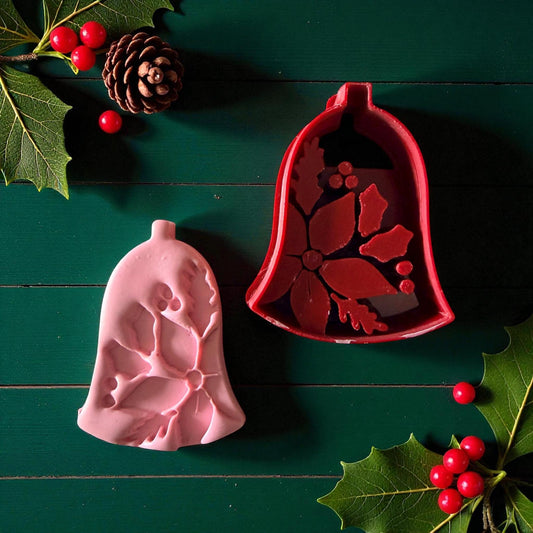 Christmas Bell Polymer Clay Cutter | Holiday Poinsettia Clay Tool | Festive Design