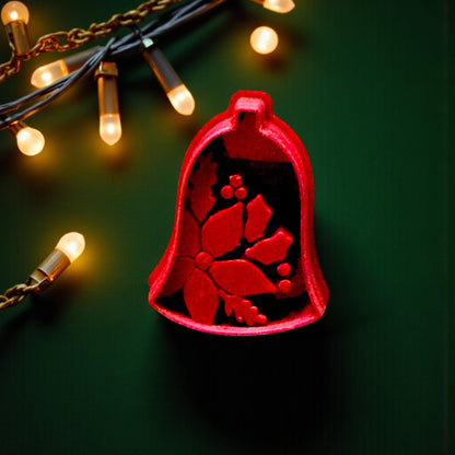 Christmas Bell Polymer Clay Cutter | Holiday Poinsettia Clay Tool | Festive Design