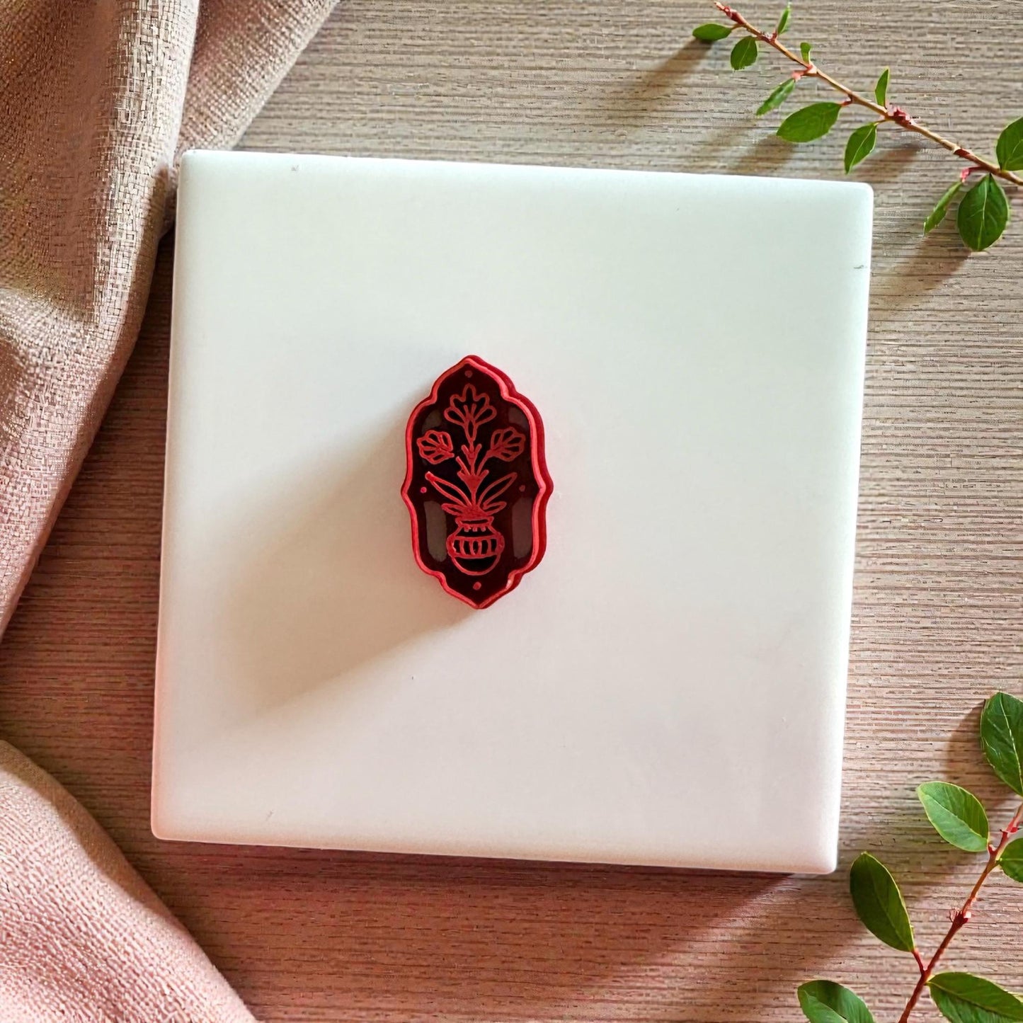 Folk Flower Vase Polymer Clay Cutter | Scandinavian Floral Design | Botanical Clay Tool for Makers and Artists