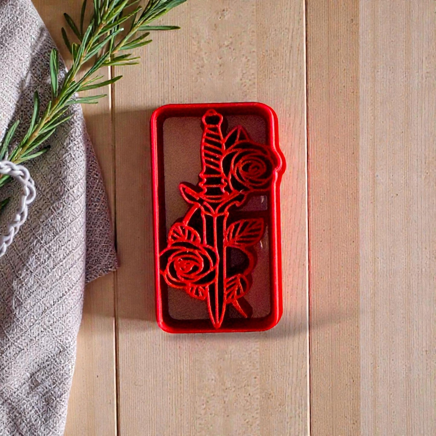 Red dagger polymer clay cutter