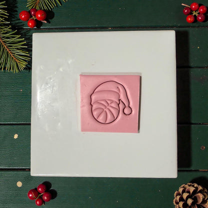 basketball santa clay impression on tile with greenery