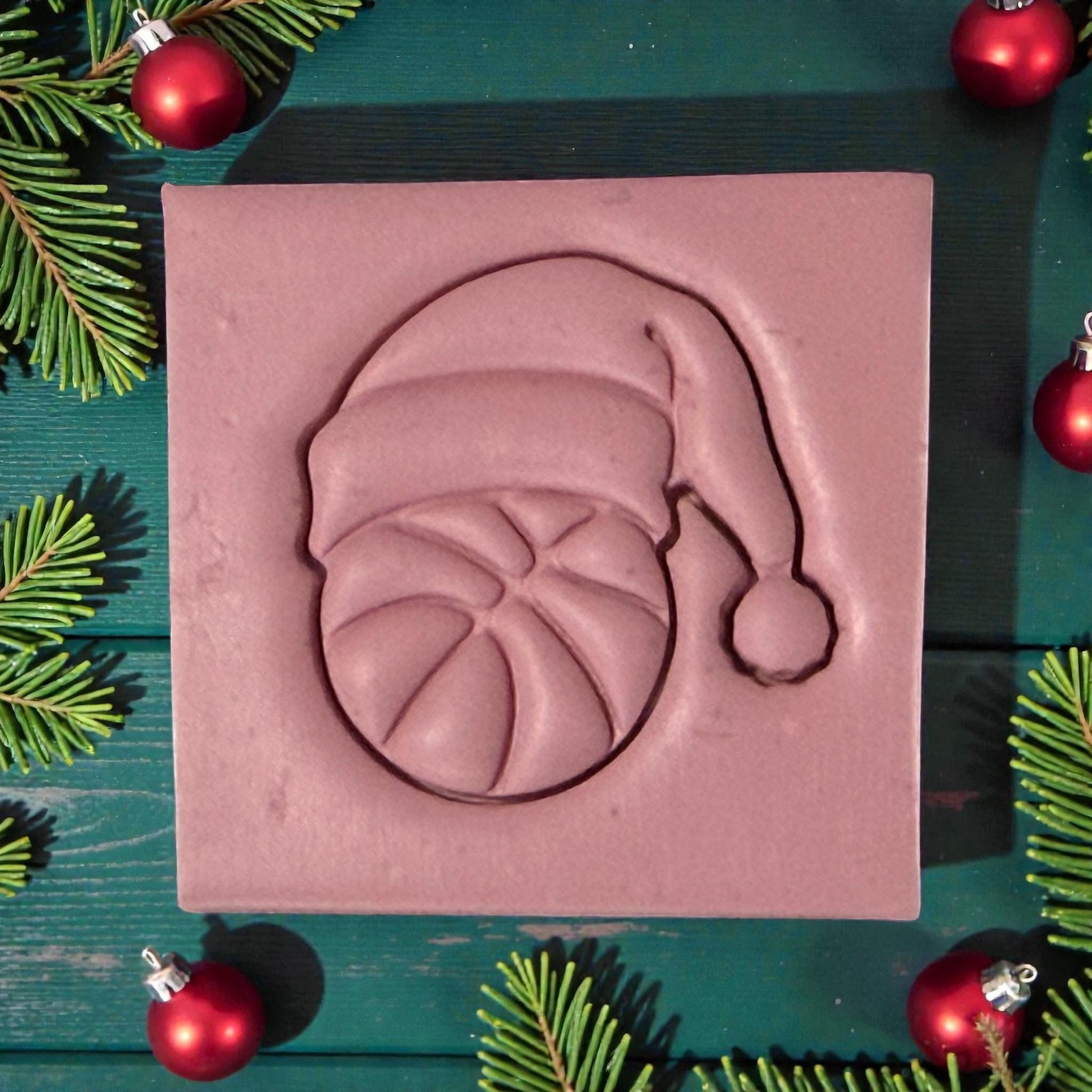 basketball santa clay impression on tile with greenery