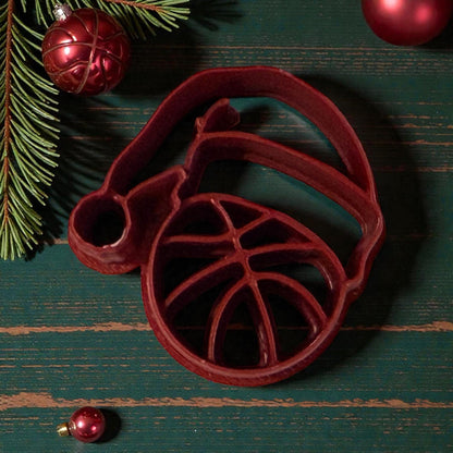 basketball santa hat polymer clay cutter on wooden green table