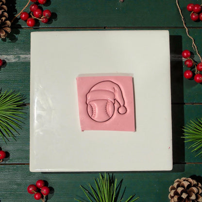 baseball santa clay impression on tile with greenery