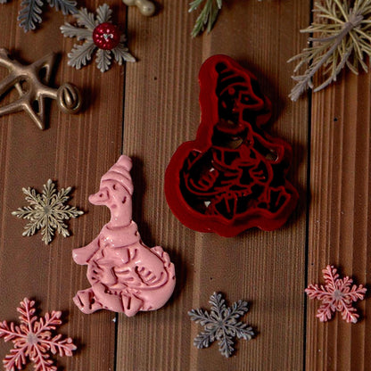pink clay impression and cutter winter goose design