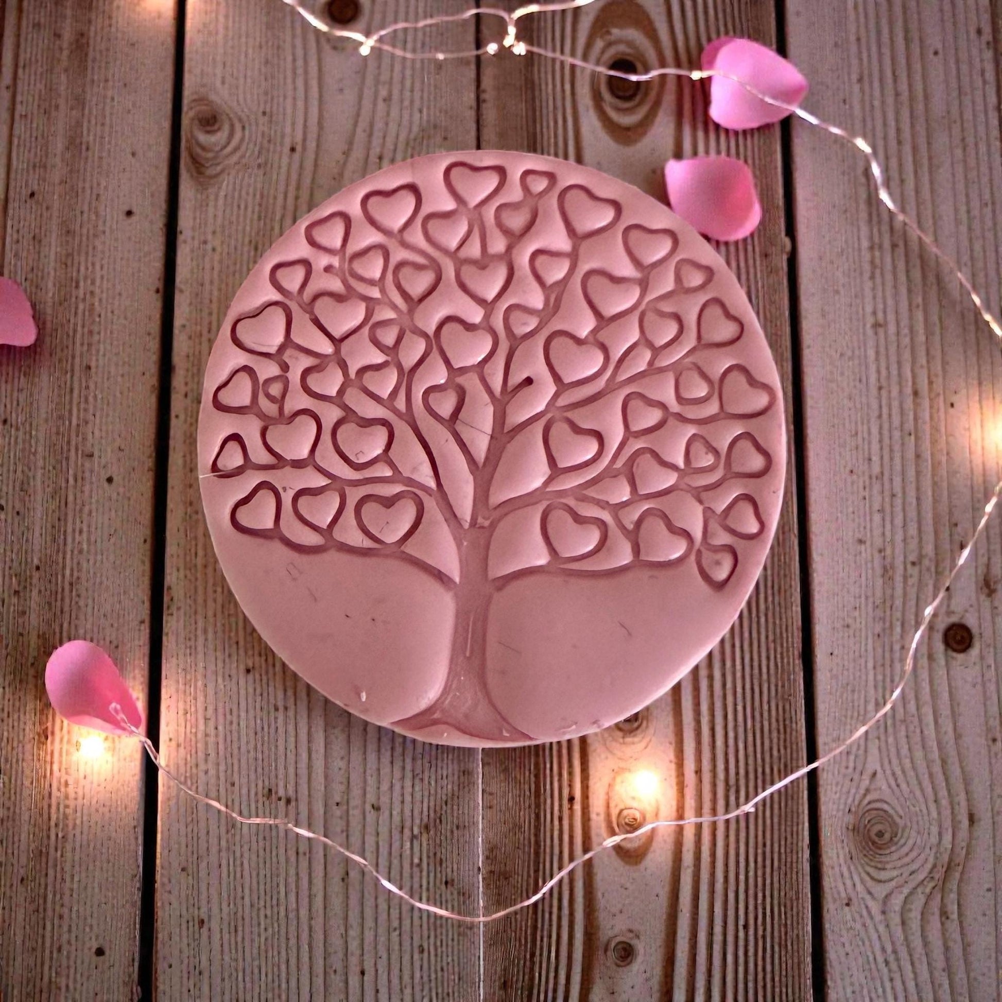 large heart tree clay impression with lights