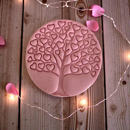 large heart tree clay impression with lights