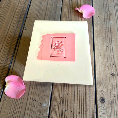 rectangular watering can floral cutter pressed in clay